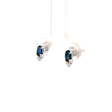 Load image into Gallery viewer, 14k White Gold Sapphire Earrings with Diamonds
