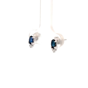14k White Gold Sapphire Earrings with Diamonds
