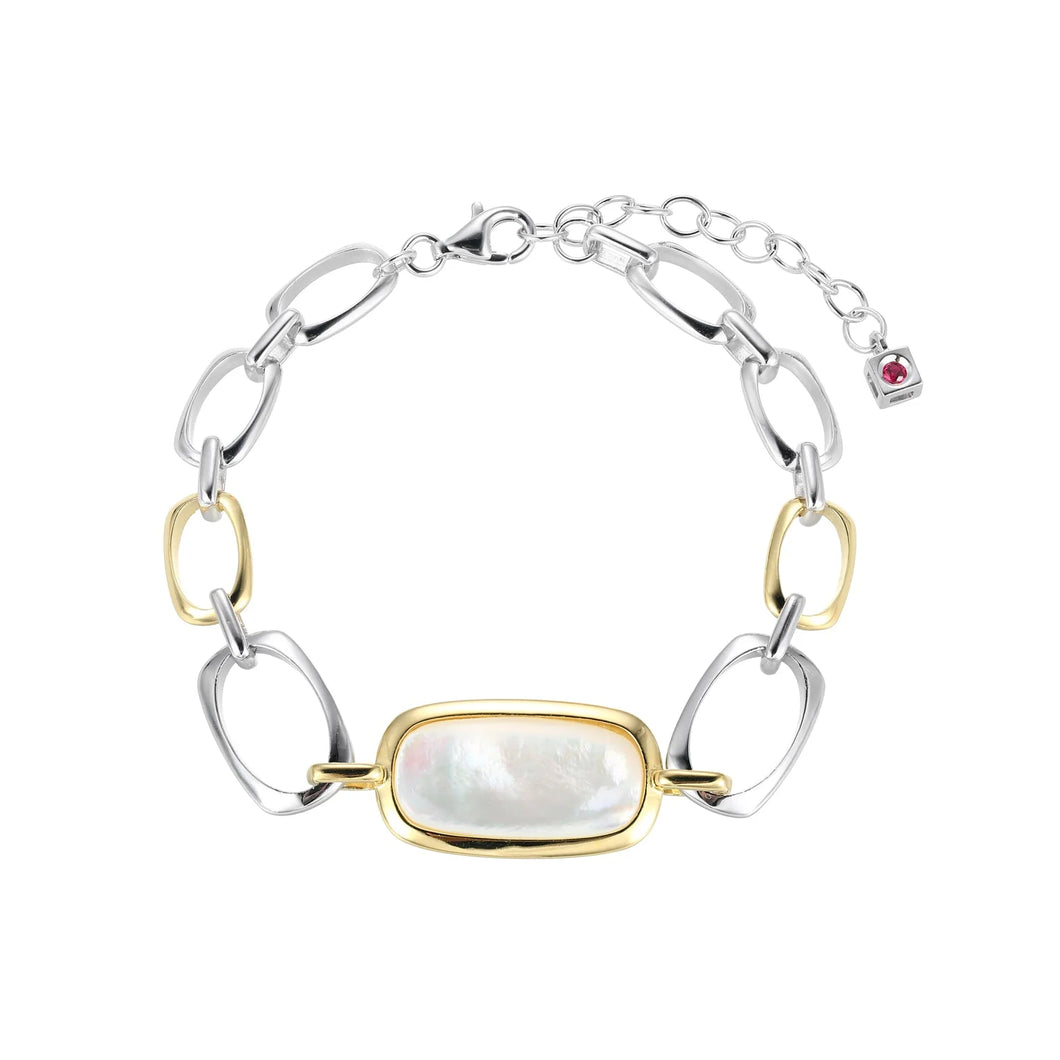 Sterling Silver Gold Plated Mother of Pearl Bracelet
