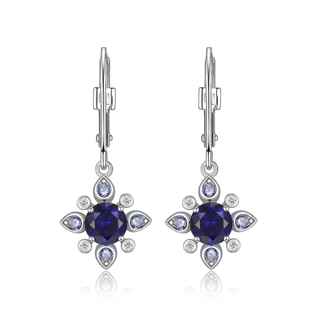 Sterling Silver Lab Grown Sapphire Earrings