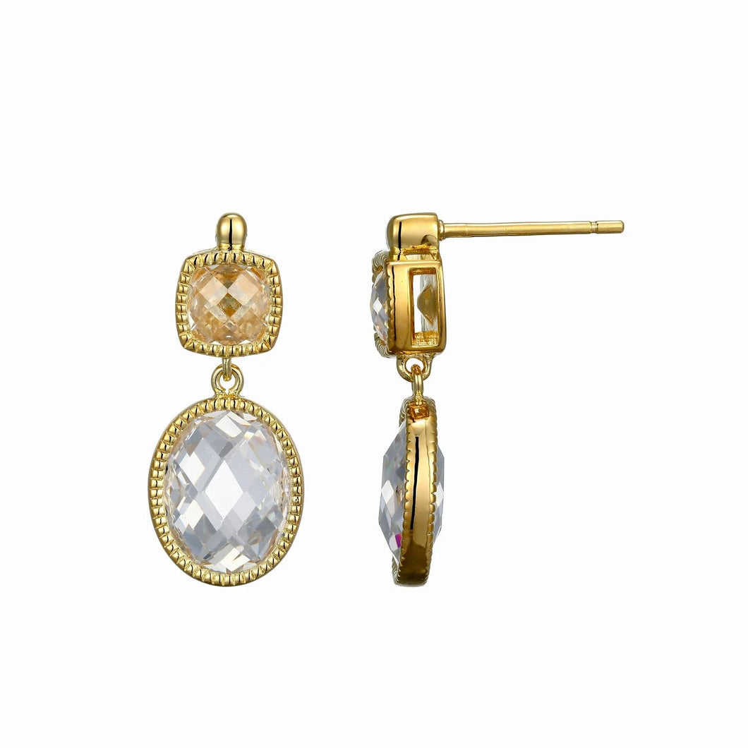 Sterling Silver Gold Plated CZ Earrings