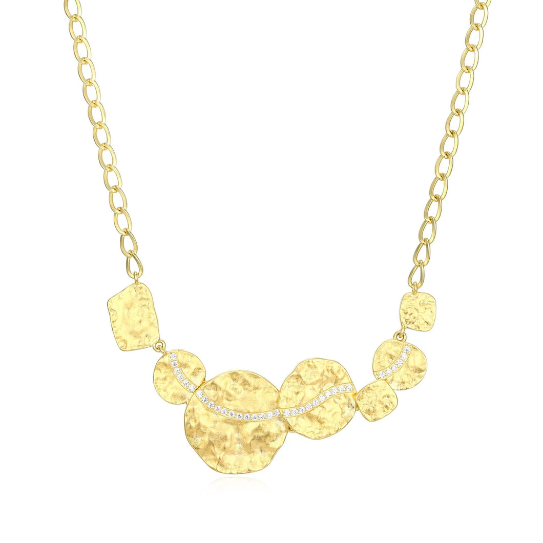 Sterling Silver Gold Plated CZ Necklace