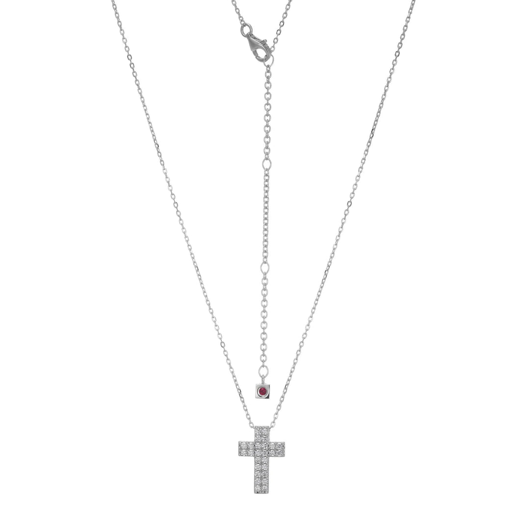 Sterling Silver CZ Cross Necklace