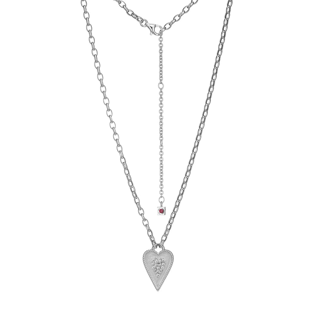 Sterling Silver CZ Heart Necklace