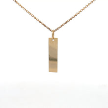 Load image into Gallery viewer, 14k Yellow Gold Engraveable Bar Pendant

