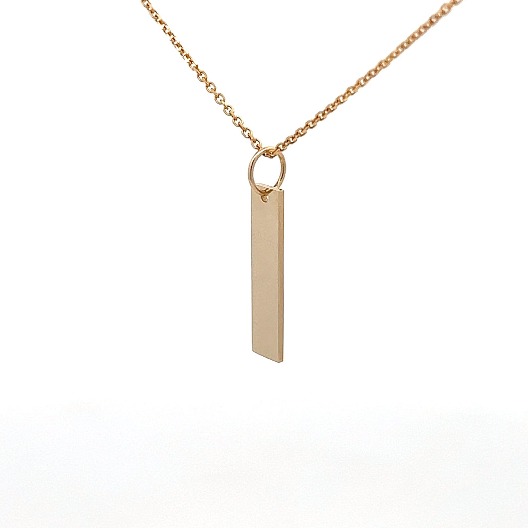 14k Yellow Gold Engraveable Bar Pendant