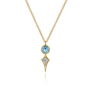 14k Yellow Gold Blue Topaz Necklace