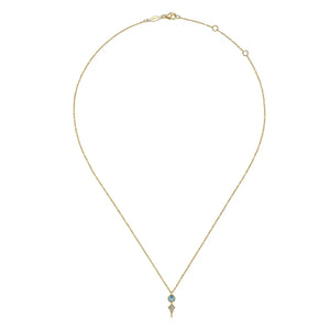 14k Yellow Gold Blue Topaz Necklace