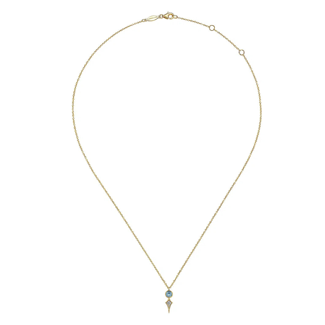 14k Yellow Gold Blue Topaz Necklace