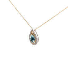 Load image into Gallery viewer, 14k Two Tone Aquamarine Pendant with Diamonds
