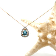 Load image into Gallery viewer, 14k Two Tone Aquamarine Pendant with Diamonds
