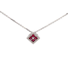 Load image into Gallery viewer, 14k White Gold Ruby Necklace with Diamonds
