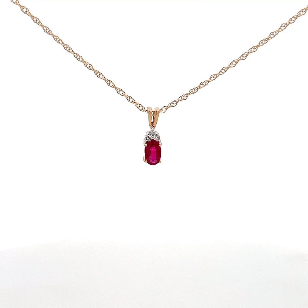 14k Yellow Gold Ruby Necklace with Diamonds