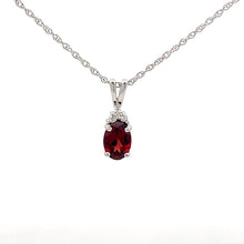 Load image into Gallery viewer, 14k White Gold Garnet Necklace with Diamonds
