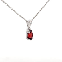 Load image into Gallery viewer, 14k White Gold Garnet Necklace with Diamonds
