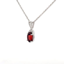Load image into Gallery viewer, 14k White Gold Garnet Necklace with Diamonds
