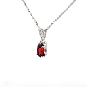14k White Gold Garnet Necklace with Diamonds