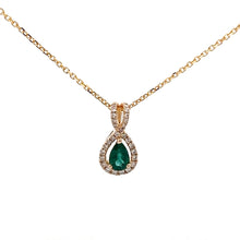 Load image into Gallery viewer, 14k Yellow Gold Emerald Pendant with Diamonds
