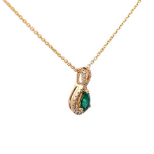 Load image into Gallery viewer, 14k Yellow Gold Emerald Pendant with Diamonds
