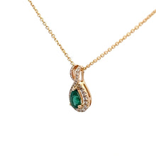 Load image into Gallery viewer, 14k Yellow Gold Emerald Pendant with Diamonds
