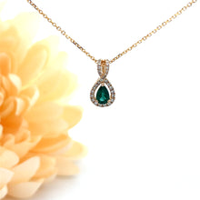Load image into Gallery viewer, 14k Yellow Gold Emerald Pendant with Diamonds
