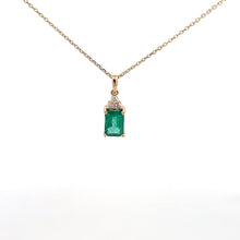 Load image into Gallery viewer, 14k Yellow Gold Emerald Pendant with Diamonds
