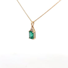 Load image into Gallery viewer, 14k Yellow Gold Emerald Pendant with Diamonds
