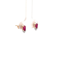Load image into Gallery viewer, 14k Yellow Gold Ruby Earrings with Diamonds
