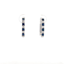 Load image into Gallery viewer, 14k White Gold Sapphire and Diamond Hoops
