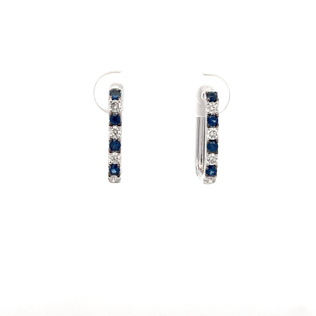 14k White Gold Sapphire and Diamond Hoops
