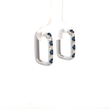 Load image into Gallery viewer, 14k White Gold Sapphire and Diamond Hoops
