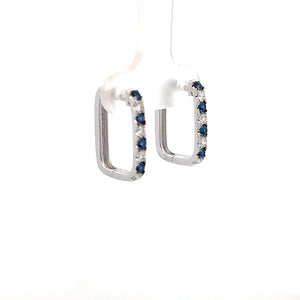14k White Gold Sapphire and Diamond Hoops