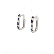Load image into Gallery viewer, 14k White Gold Sapphire and Diamond Hoops
