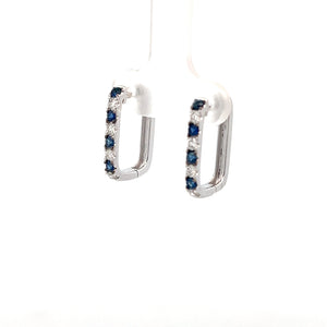 14k White Gold Sapphire and Diamond Hoops