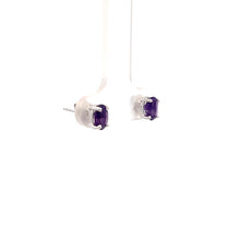 Load image into Gallery viewer, 14k White Gold Amethyst Earrings
