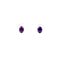 Load image into Gallery viewer, 14k White Gold Amethyst Earrings
