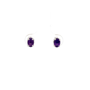 14k White Gold Amethyst Earrings