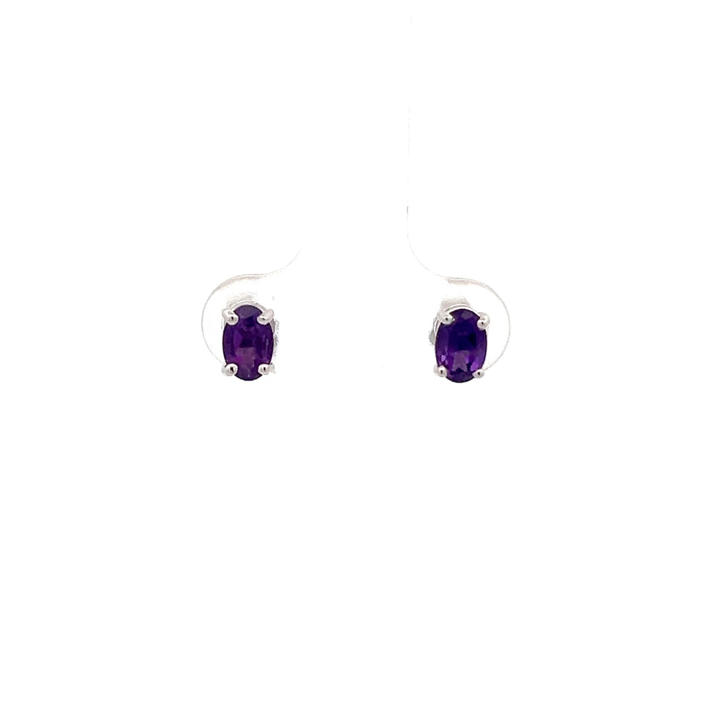 14k White Gold Amethyst Earrings