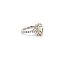 Load image into Gallery viewer, 14k Two Tone Aquamarine Ring with Diamonds
