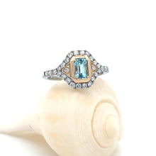 Load image into Gallery viewer, 14k Two Tone Aquamarine Ring with Diamonds
