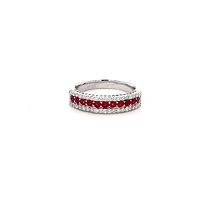 14k White Gold Ruby Ring with Diamonds