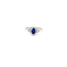 Load image into Gallery viewer, 14k White Gold Sapphire Ring with  Diamonds
