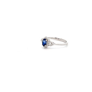 14k White Gold Sapphire Ring with  Diamonds