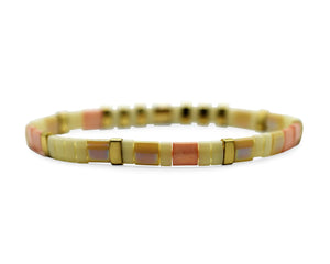 Skylar Paige - GIRL MOM - Morse Code Tila Beaded Bracelet - Picturesque Peach by