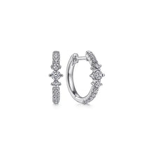 Load image into Gallery viewer, 14k White Gold Diamond Huggie Earrings
