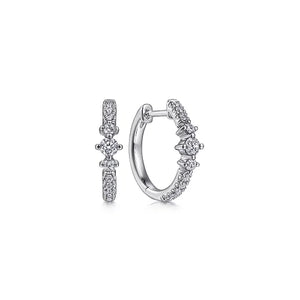 14k White Gold Diamond Huggie Earrings
