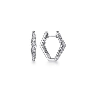 14k White Gold Diamond Huggie Earrings