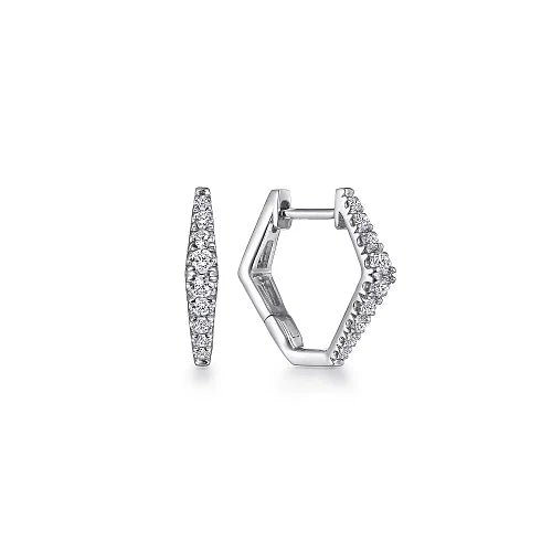 14k White Gold Diamond Huggie Earrings
