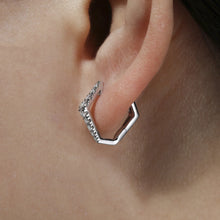 Load image into Gallery viewer, 14k White Gold Diamond Huggie Earrings
