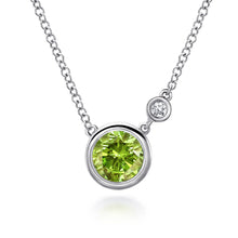 Load image into Gallery viewer, Sterling Silver Peridot Necklace with Diamond
